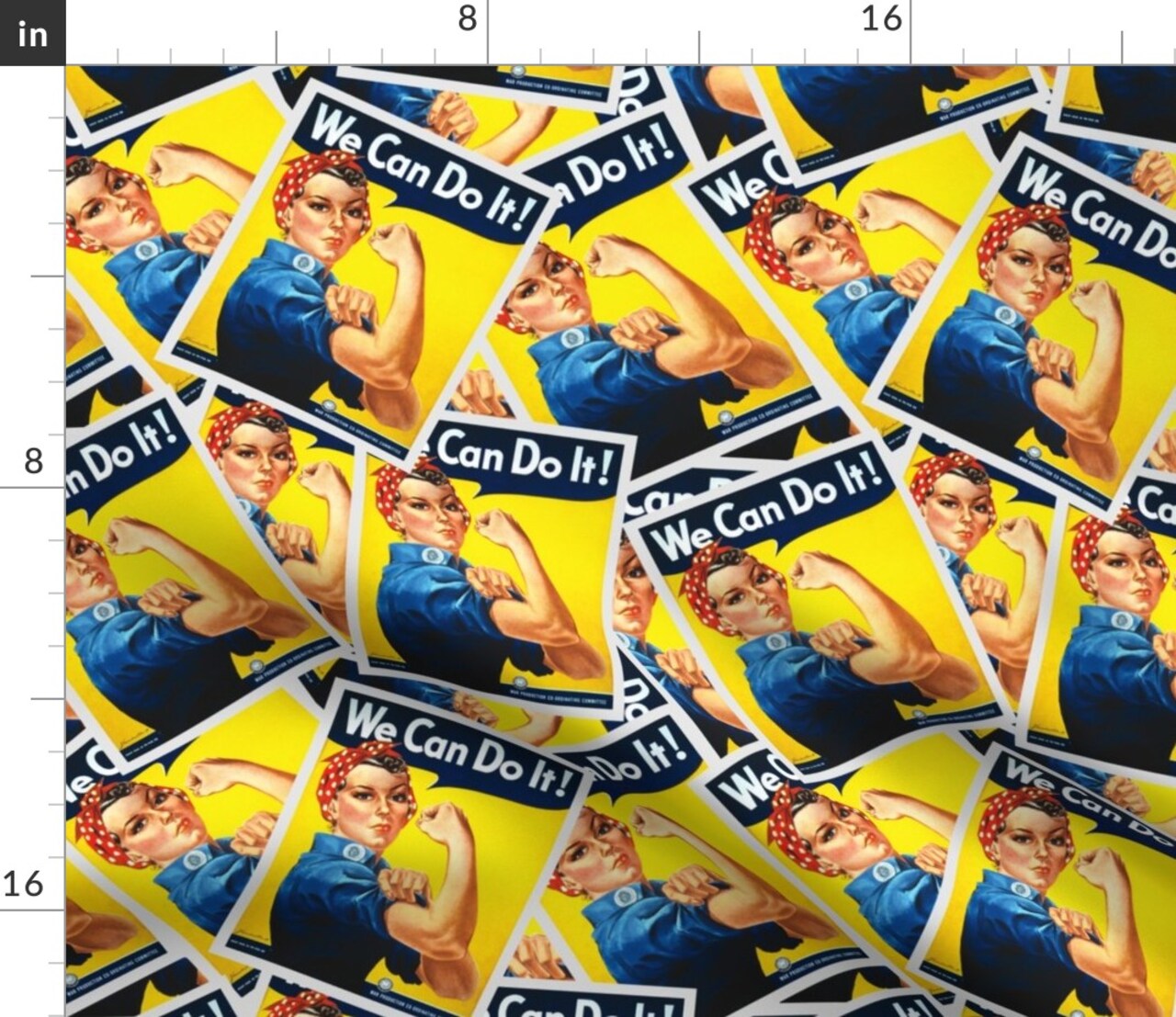 Yellow Riveting Women Rosie Retro Girl Power Women Female Workers Wwii Empowerment Custom Printed Fabric by Spoonflower Various Fabrics by the Yard or Fat Quarter